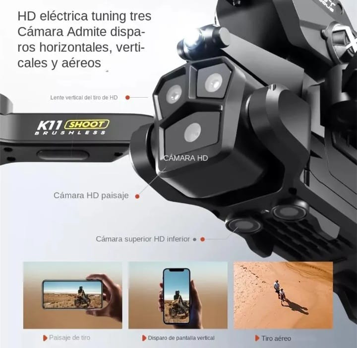 DRONE K11 TRIPLE CAMARA CON BOMBAS